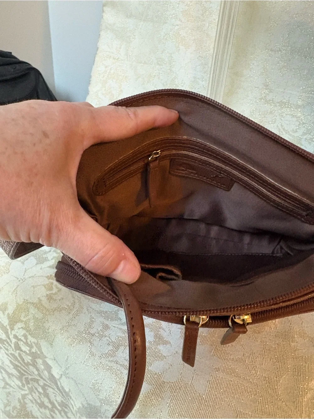 Levenger Brown Leather Messenger Crossbody Bag